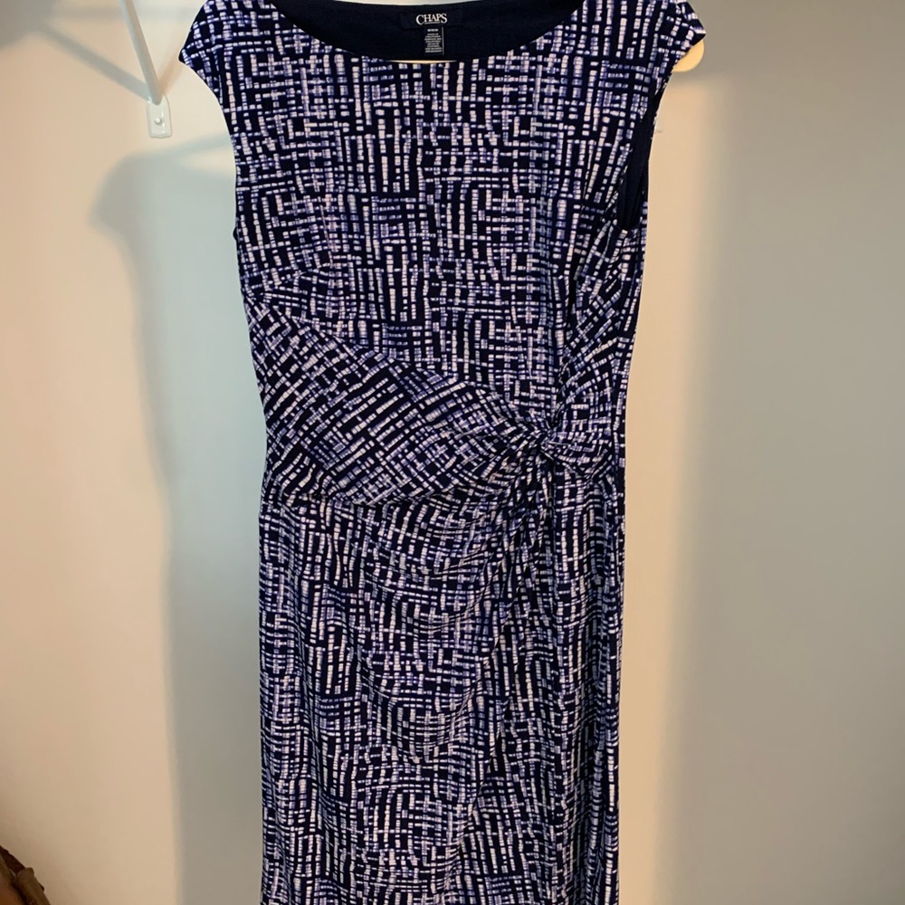 Chaps blue and white dress
